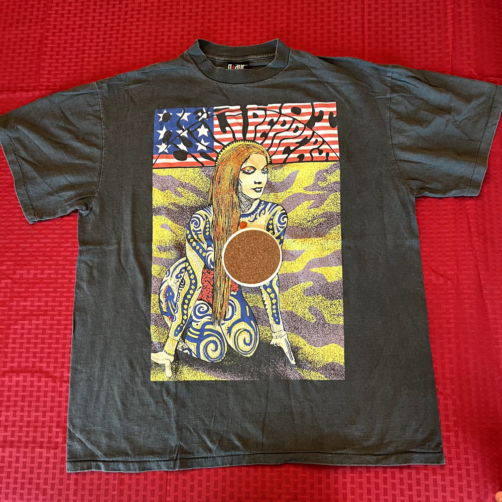 Red Hot Chili Peppers tattoo girl USA flag cross modern vintage style shirt